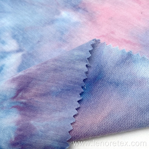 Polyester Spandex Knit Tie Dyed French Terry Fabric